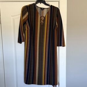 Tacera Multicolor Striped Long Sleeve Dress
